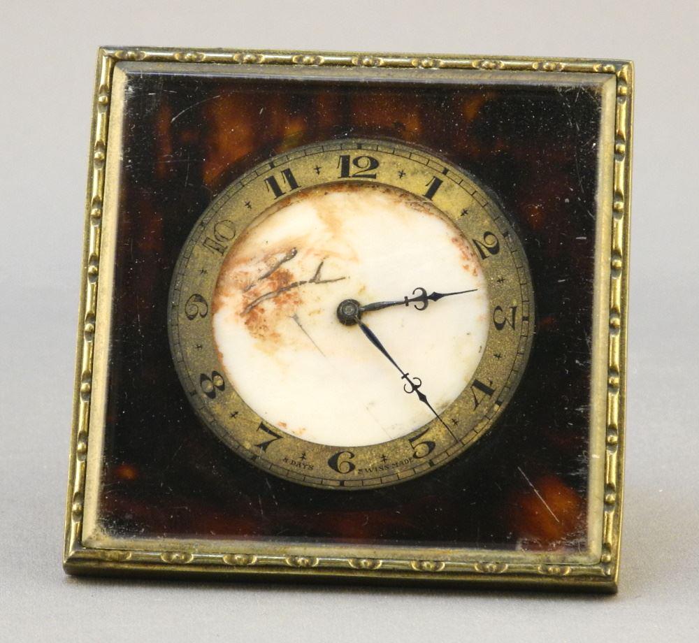 Small Brass Dresser Clock with Tortoise Shell (1 of 3)