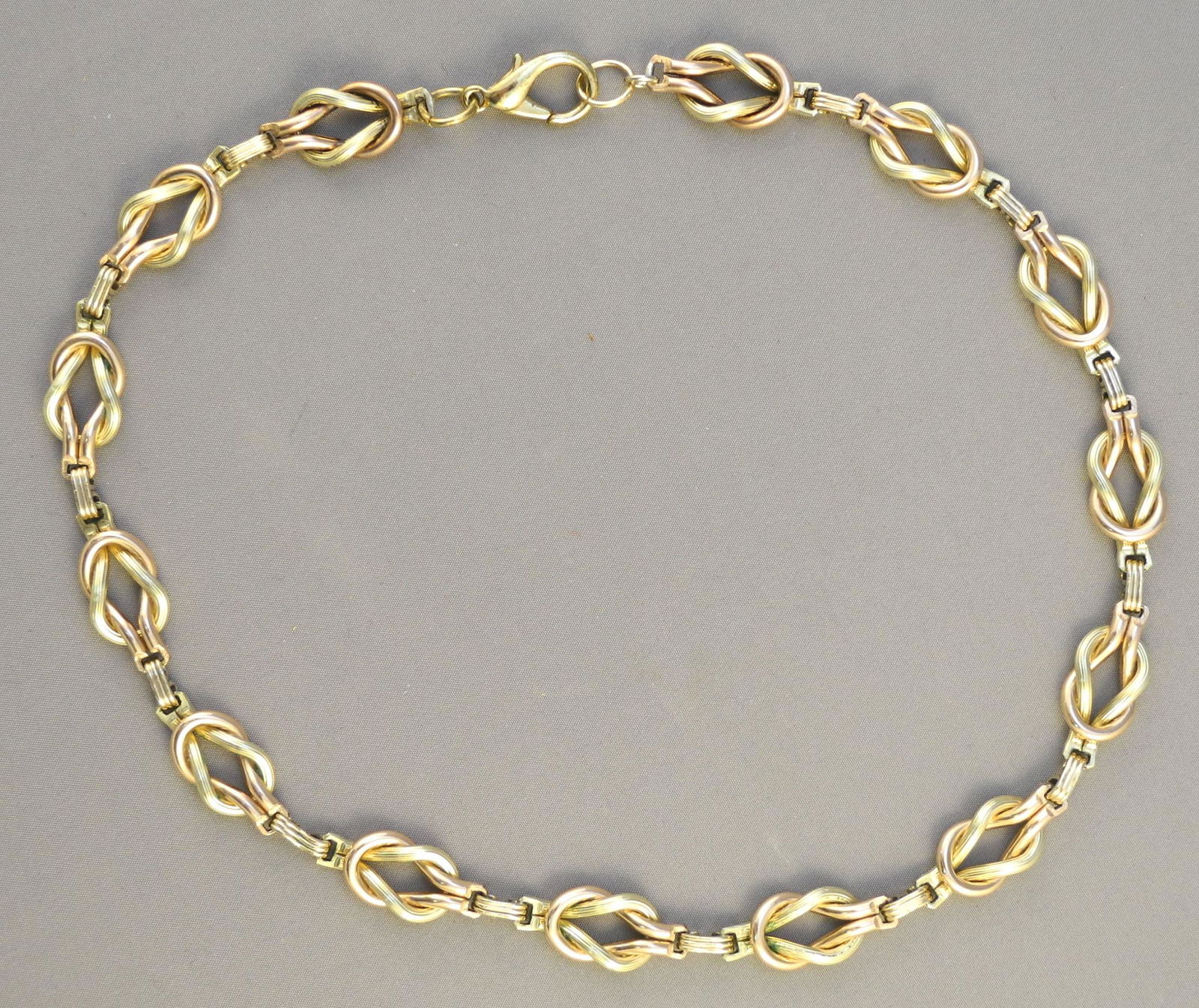 Vintage 9 Layer Rose & Yellow Gold Plated Chain, Circa 1920's (New Clasp), 16" Length. (1 of 2)