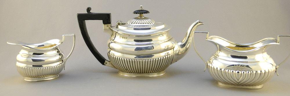 3 Piece Hallmarked Silver Tea Set (Differing Makers), TW 550 grams, -- (1 of 3)