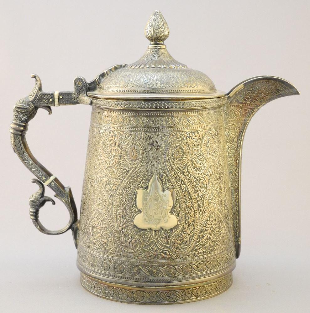 Middle Eastern-Style Victorian Coffee Pot, Fittings Noted, No Export, 8 1/2"H. (1 of 6)