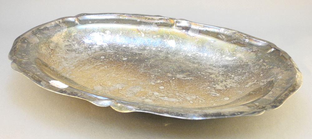 Mexican 950 Silver Footed Oval Tray, 13 1/8" Wide, 446 grams (1 of 3)