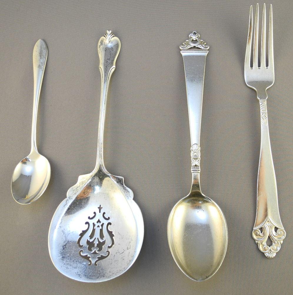 4 Various Sterling Silver Items Including Victor Carlsen Fork & Spoon, 171 Grams. (1 of 2)