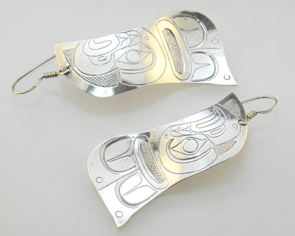Large Pair of Kwagiulth Earrings After Herb Lancaster.: Large Pair of Kwagiulth Earrings After Herb Lancaster.