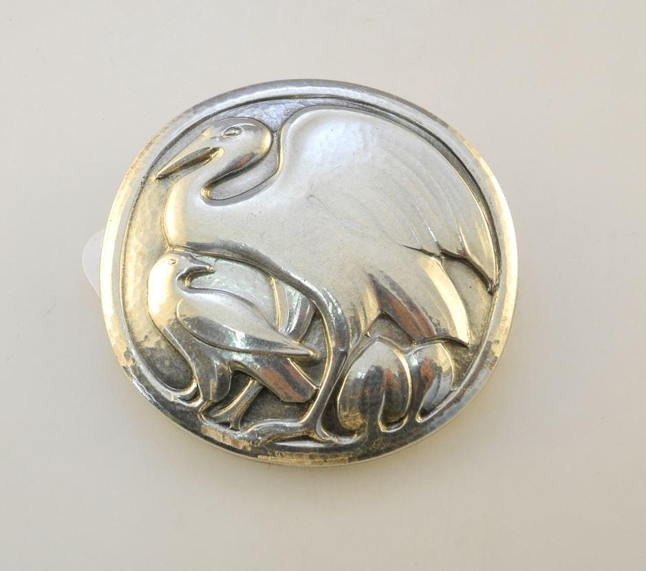 Georg Jensen Sterling Denmark Brooch #167, 2" Wide, 18.47 Grams, in Original Box. (1 of 2)