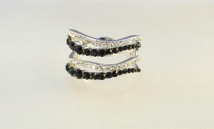 Swarovski-Style Pave Twist Dinner Ring, Unmarked, Size 8 3/4. (1 of 4)