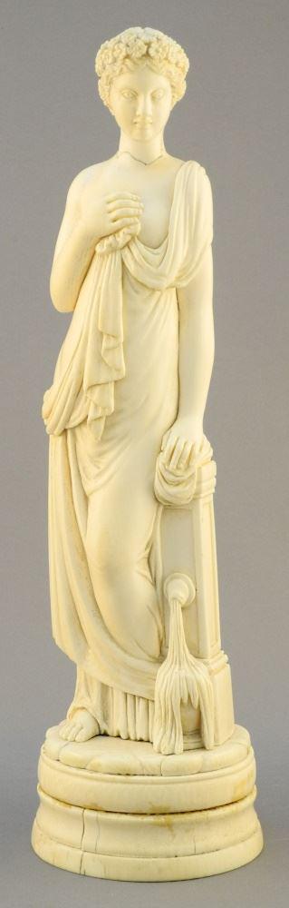 Carved Figure of a Neo-Classical Maiden, No Export, As Found, 10 7/8" High.: Carved Figure of a Neo-Classical Maiden, No Export, As Found, 10 7/8" High.