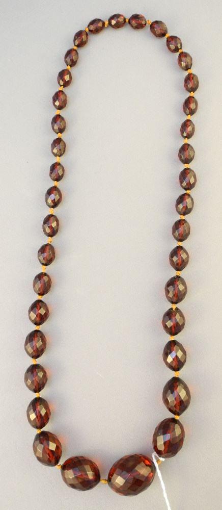 Cherry Amber Beaded Necklace, 27" Length. (1 of 2)