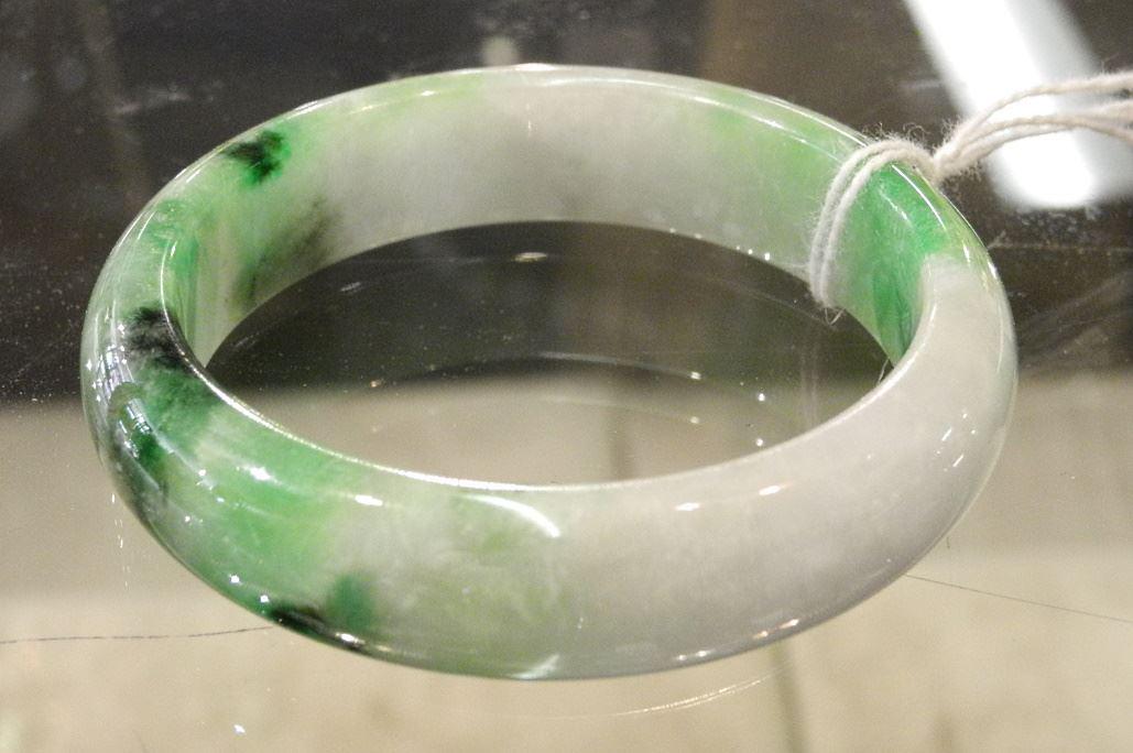 Burmese spinach green jadeite bangle. (1 of 1)