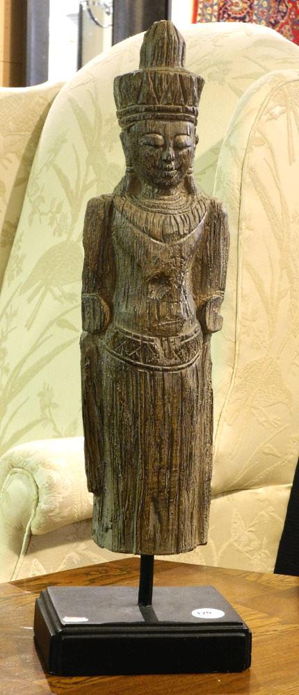 Molded Wood Effect Tibetan-Style Figure of the Buddha, 22" High (1 of 1)
