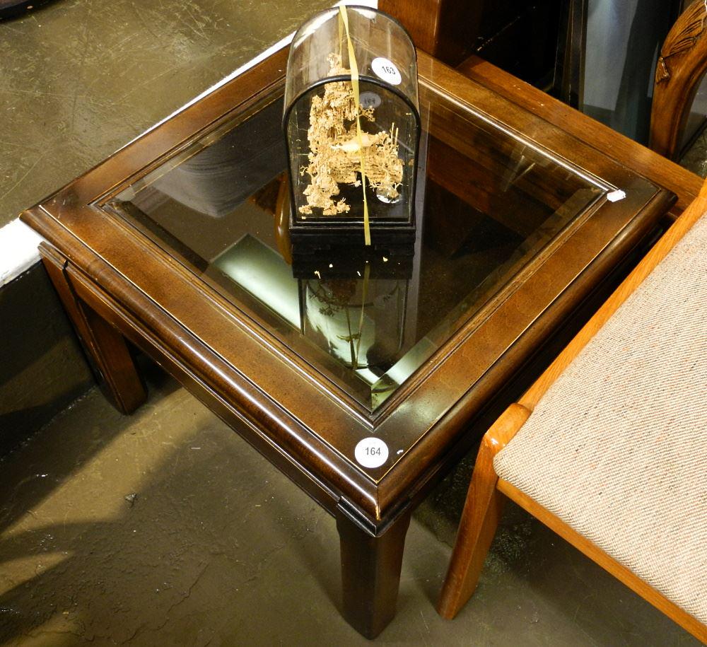 Pair of Glass Top Side Tables.: Pair of Glass Top Side Tables.