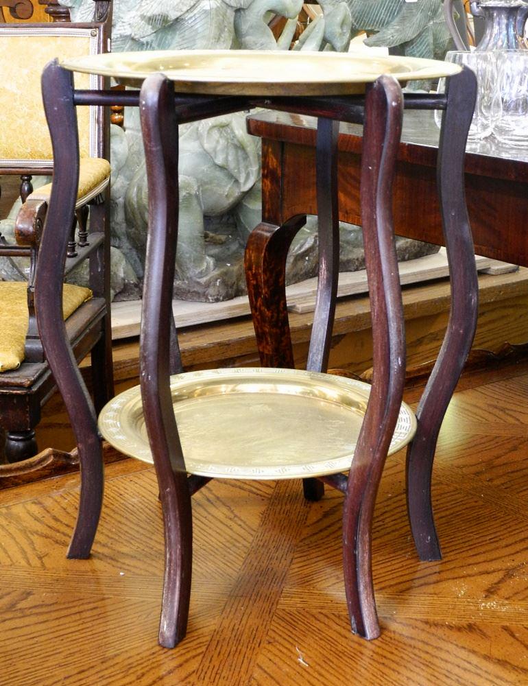Two Tier Asian Brass tray table. (1 of 2)