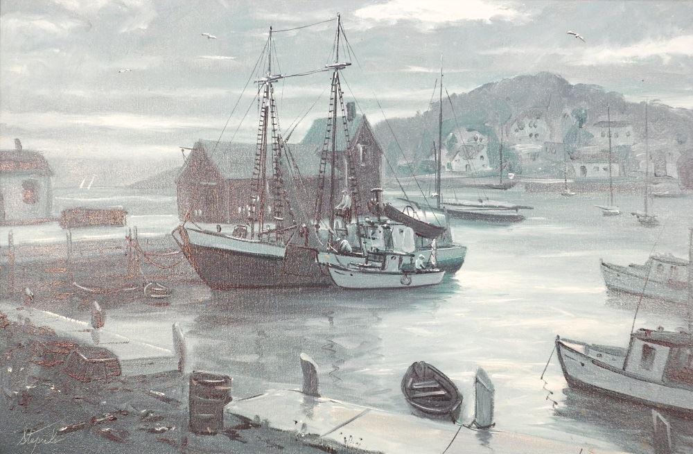 Oil on Canvas Signed (Charles) Stepule, 19" x 29 1/4", "Rockport". (1 of 5)