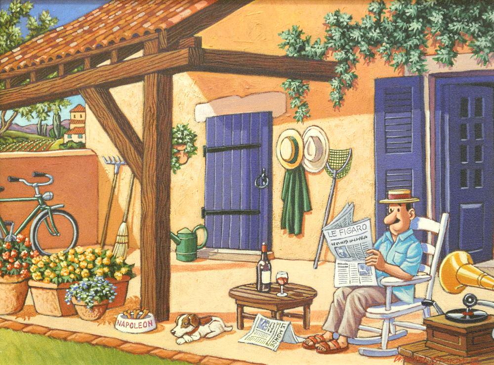 Acrylic on Canvas Signed Michael Stockdale, 12" x 16", "Monsieur Champignon's". (1 of 4)