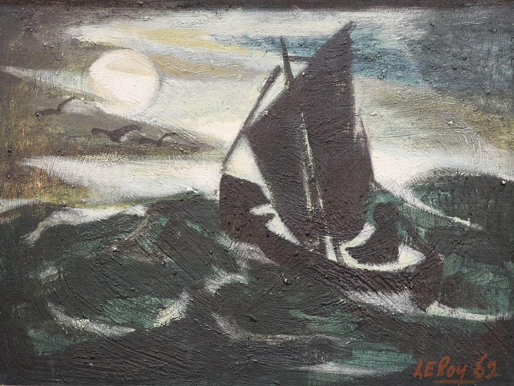 Oil on Masonite Signed Leroy '62 (Jensen), 23 1/4" x 31 1/2", "Ship". (1 of 4)