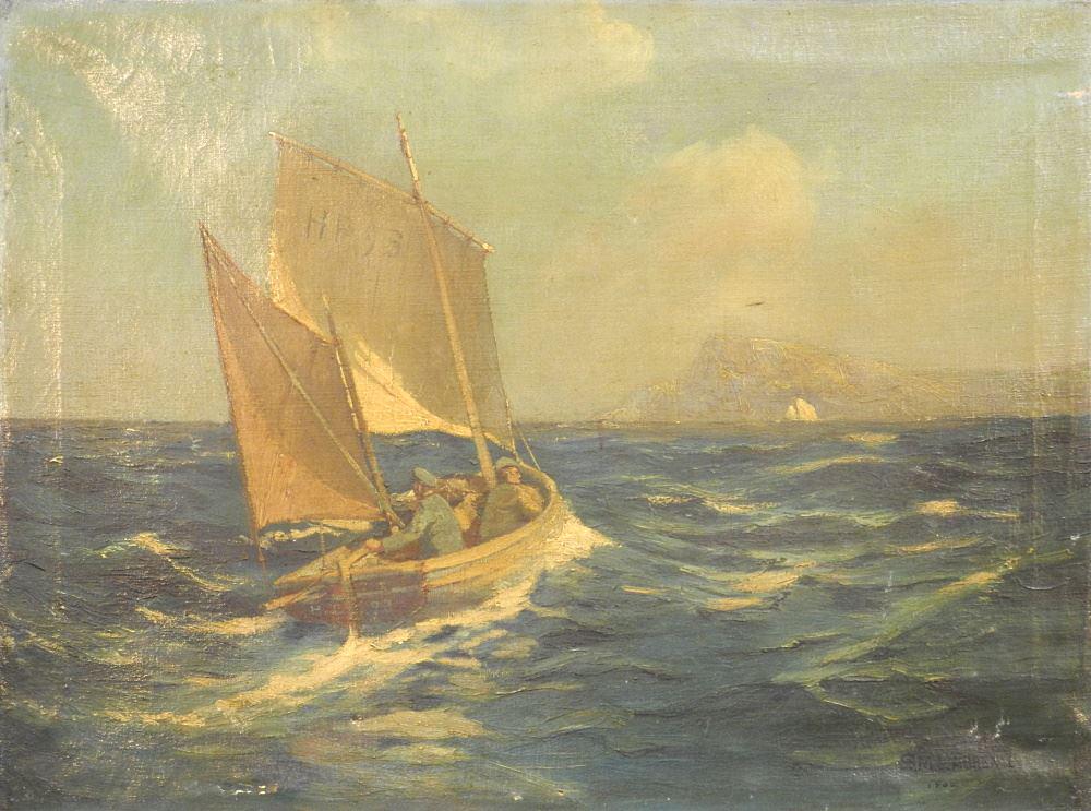 Oil on Canvas Signed S.M. (Sydney Mortimer) Laurence 1900, 18" x 24", Untitled- Sailing, Unframe (1 of 5)