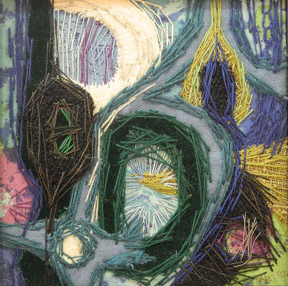 Mixed Media Signed & Dated Carole Sabiston '66 Verso, 7 1/2 x 7 1/2", "Marine" (1 of 5)