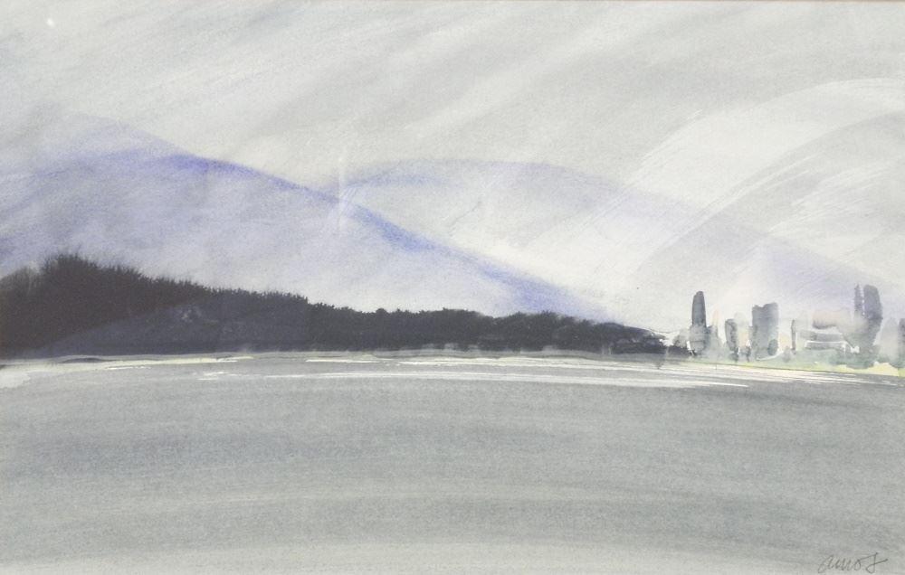 Watercolour Signed Robert Amos, 9" x 14", "Vancouver Skyline". (1 of 4)
