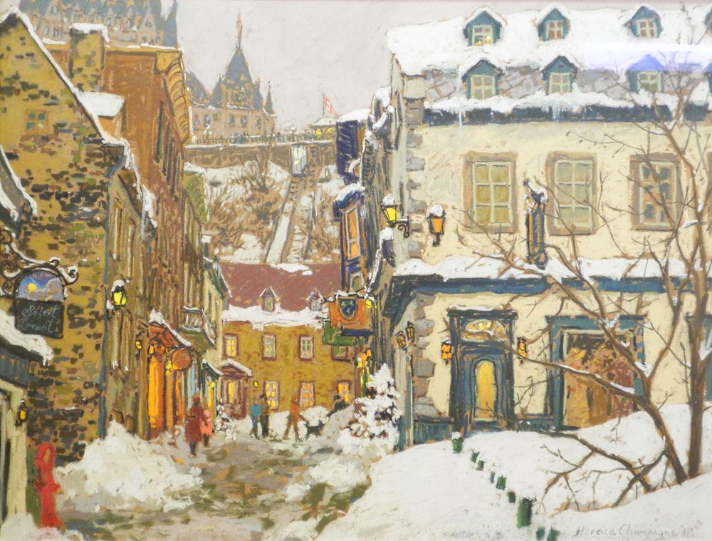 Pastel on Paper Signed Horace Champagne, 19 1/2" x 25 1/2", "A Peaceful Winter's Day". (1 of 9)