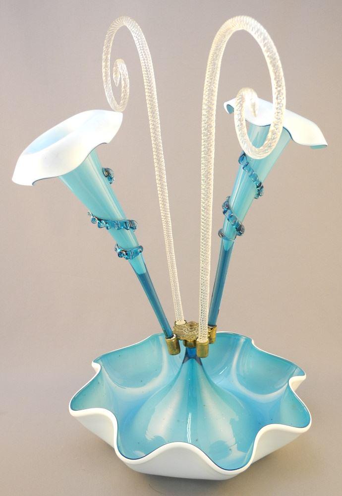 Victorian Glass Epergne, 17" High.: Victorian Glass Epergne, 17" High.