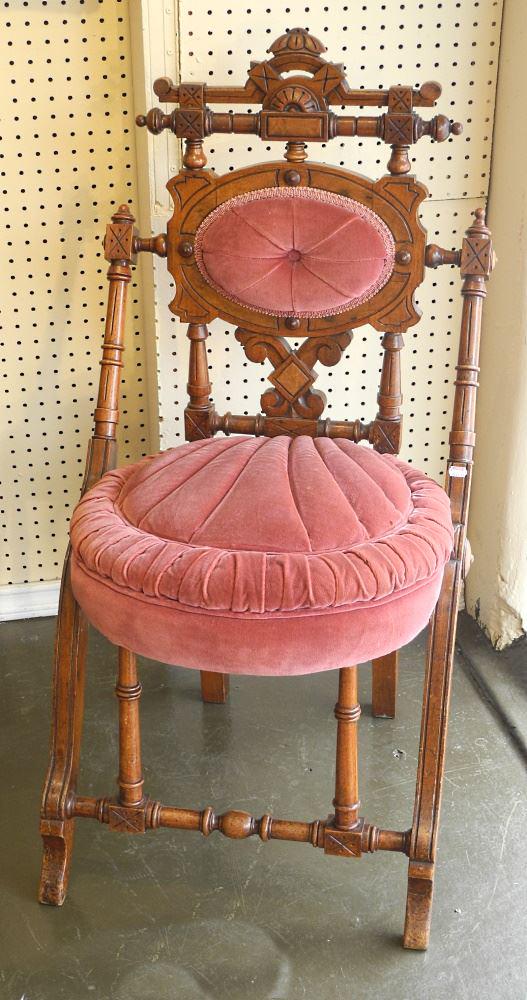 Velvet Upholstered Chair, 37 1/2" High.: Velvet Upholstered Chair, 37 1/2" High.