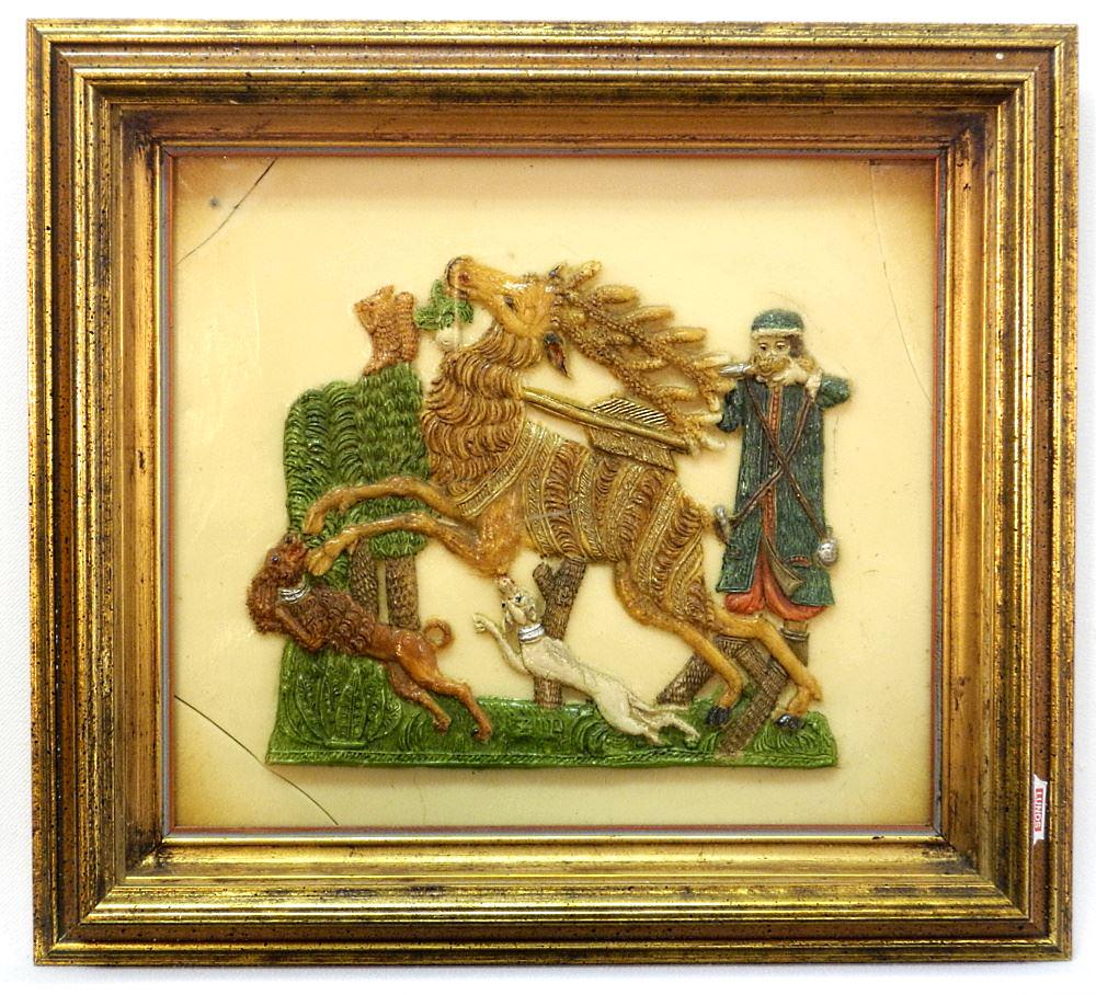 18th Century German Wax Picture, 8" x 9".: 18th Century German Wax Picture, 8" x 9".