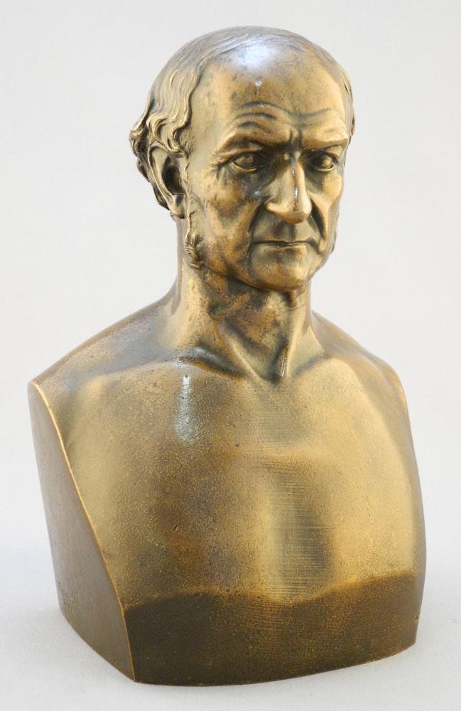 Bronze Bust of Gladstone Signed T. (Thomas) Woolner 1882, 8 7/8" High.: Bronze Bust of Gladstone Signed T. (Thomas) Woolner 1882, 8 7/8" High.