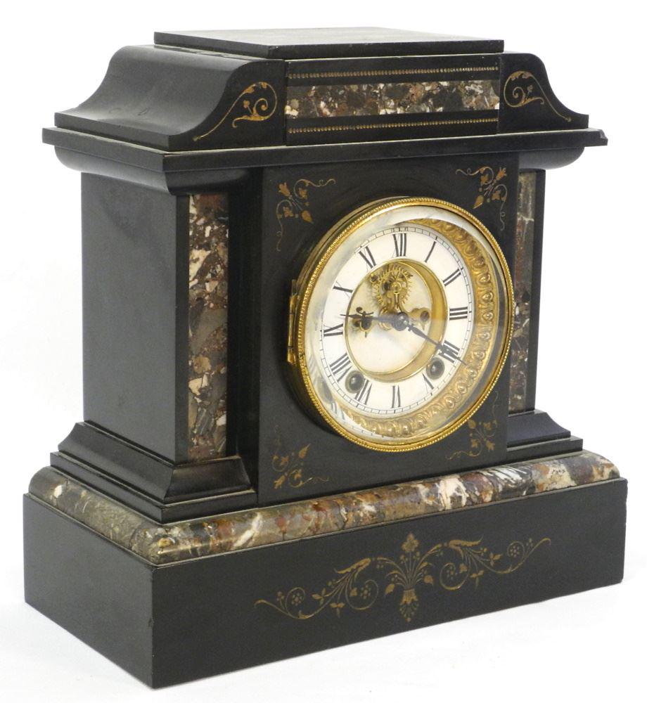 Eastlake Slate Mantle Clock, 12" High. (1 of 5)