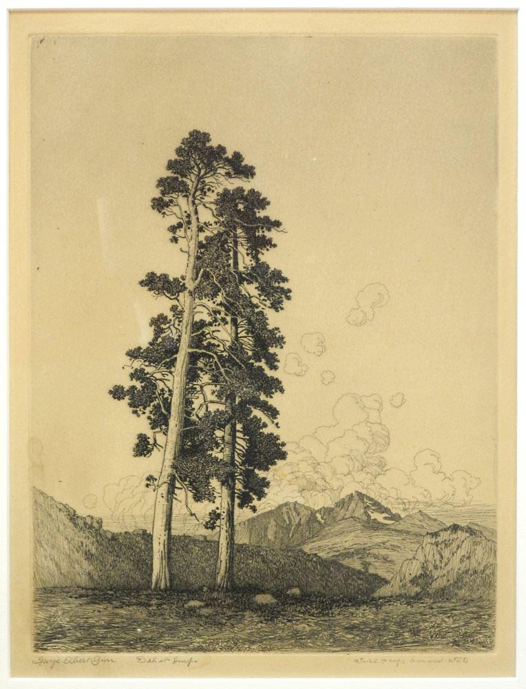 Etching Signed George Elbert Burr, 10 1/8" x 7 3/4", Untitled , Trial Proof Second State. (1 of 8)