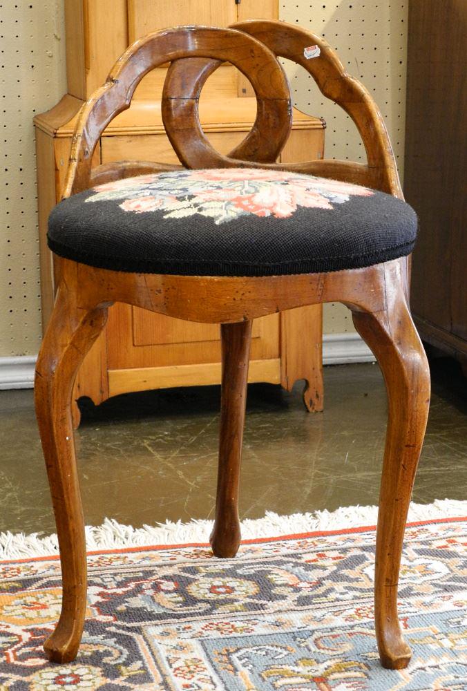Louis XV Walnut Side Chair, 25" High.: Louis XV Walnut Side Chair, 25" High.