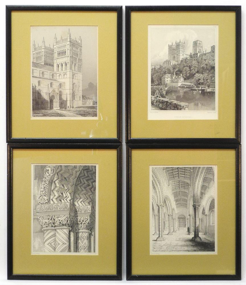 Collection of 12 Framed Engravings of Durham Cathedral, All 6 3/4" x 7 1/2". (1 of 3)