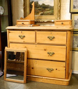 Canadiana Pine Dresser with Mirror, 41" Wide.: Canadiana Pine Dresser with Mirror, 41" Wide.