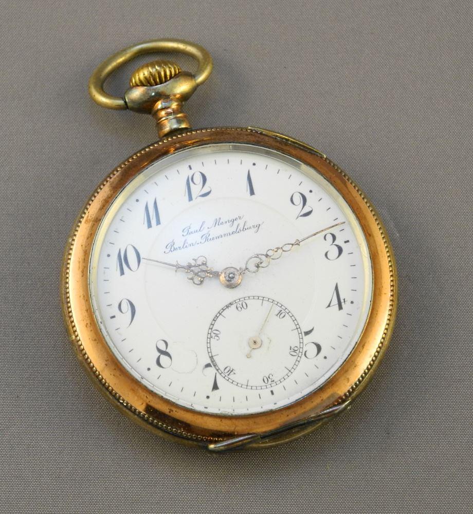 German .800 Silver Case Pocket Watch Dial Signed Paul Menger Berlin Rummelsberg, 1 7/8"D, 75Gr (1 of 5)