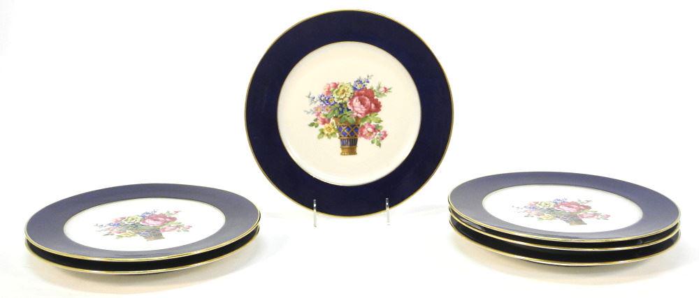 Set of 6 Bernardaud & Co. Limoges Porcelain Cabinet Plates, 10 5/8" Diameter (1 of 4)