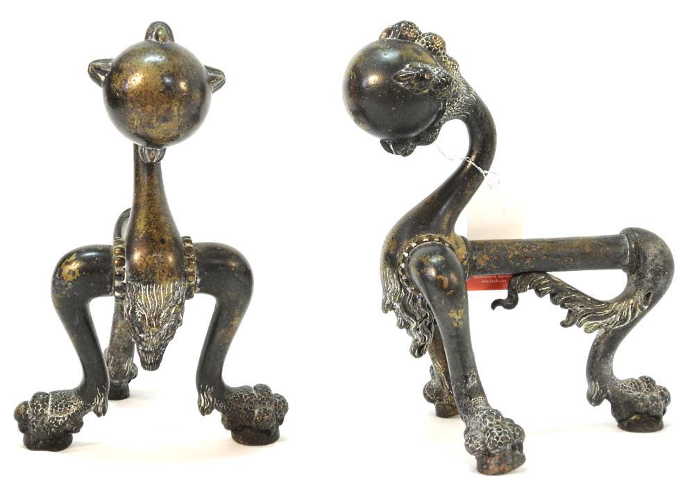 Claw & Ball Form Fire Dogs, 10 1/2" High.: Claw & Ball Form Fire Dogs, 10 1/2" High.