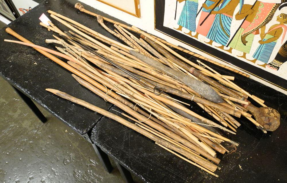 Collection of Zulu Walking Sticks & Bows. (1 of 1)