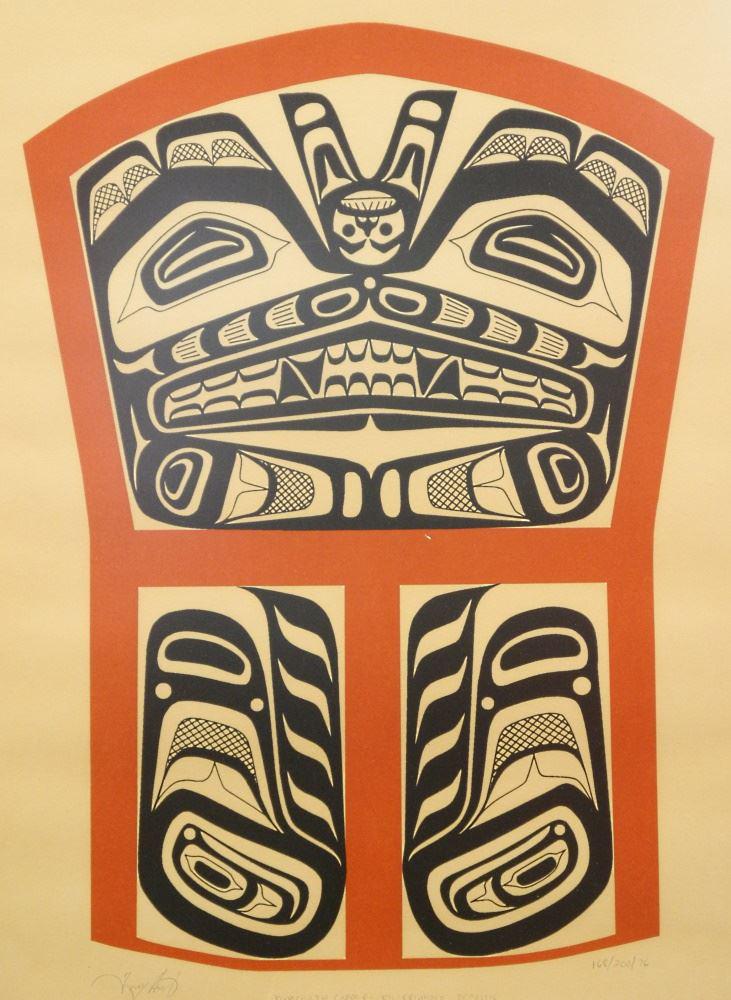 Kwagiulth Serigraph Signed Tony Hunt, 20 1/2" x 15", "Kwagiulth Copper Killer Whale Design: Kwagiulth Serigraph Signed Tony Hunt, 20 1/2" x 15", "Kwagiulth Copper Killer Whale Design