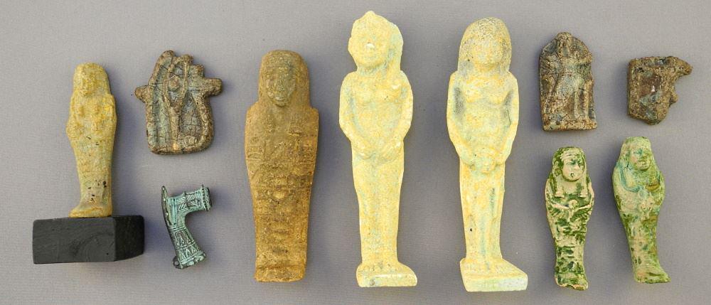 Collection of Various Egyptian Ushabti & Faience Amulets, 2 3/8" - 4 1/2" High. (1 of 1)