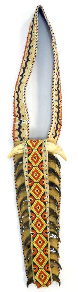 Bear Claw & Tooth Necklace, 24" Length, No Export.: Bear Claw & Tooth Necklace, 24" Length, No Export.
