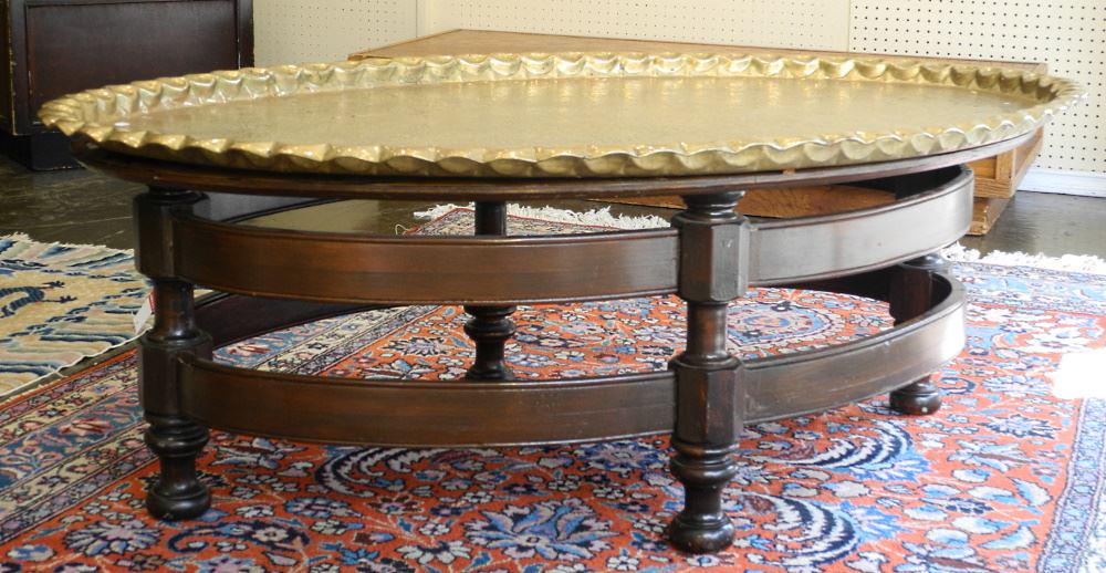 Oval Brass Topped Table of Indian Origin, 54 1/2" Wide. (1 of 3)