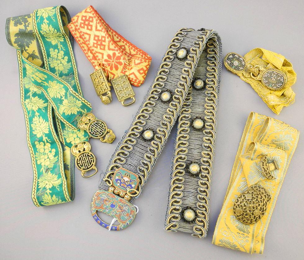 Collection of Chinese Metal Work Belt Buckles: Cloisonne/ Gilt/ Enamel. (1 of 1)