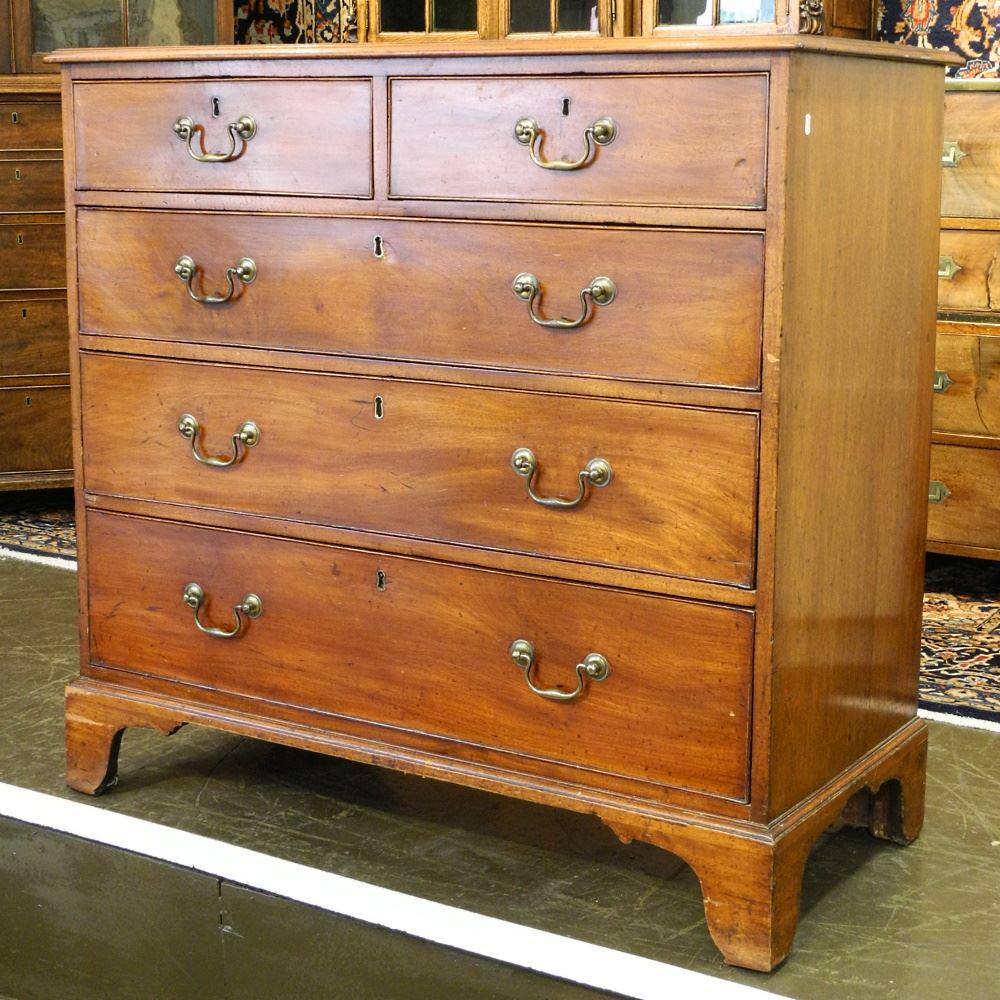 19th Century 5 Drawer Mahogany Chest, 40 1/2" x 43" x 21". (1 of 5)