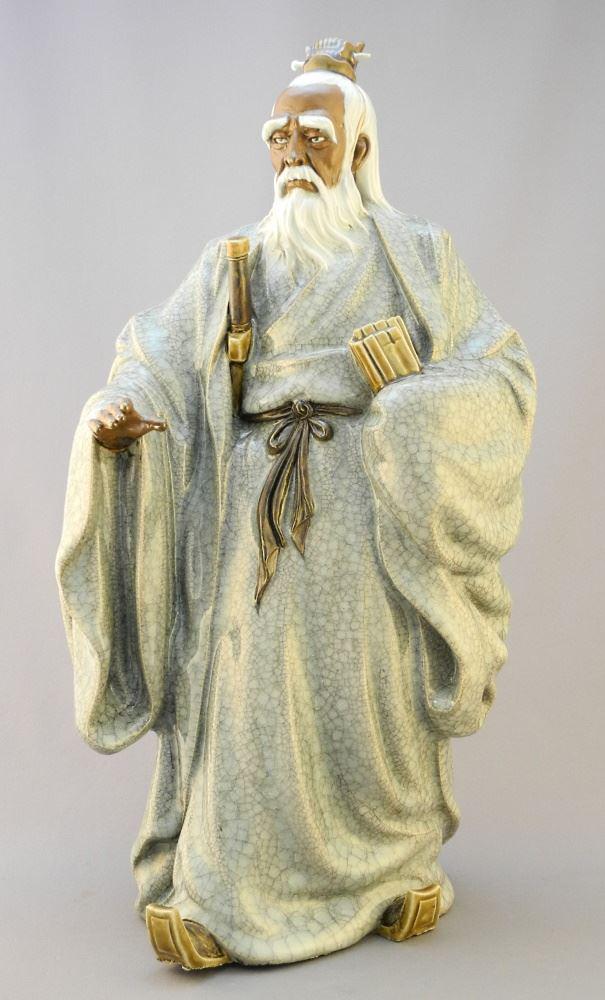 Celadon Glazed Shiwan Ware Figure, 17 1/2" High. (1 of 12)