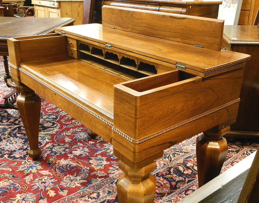 19th Century Rosewood Spinet Desk Converted, 30" x 45" x 24". (1 of 5)