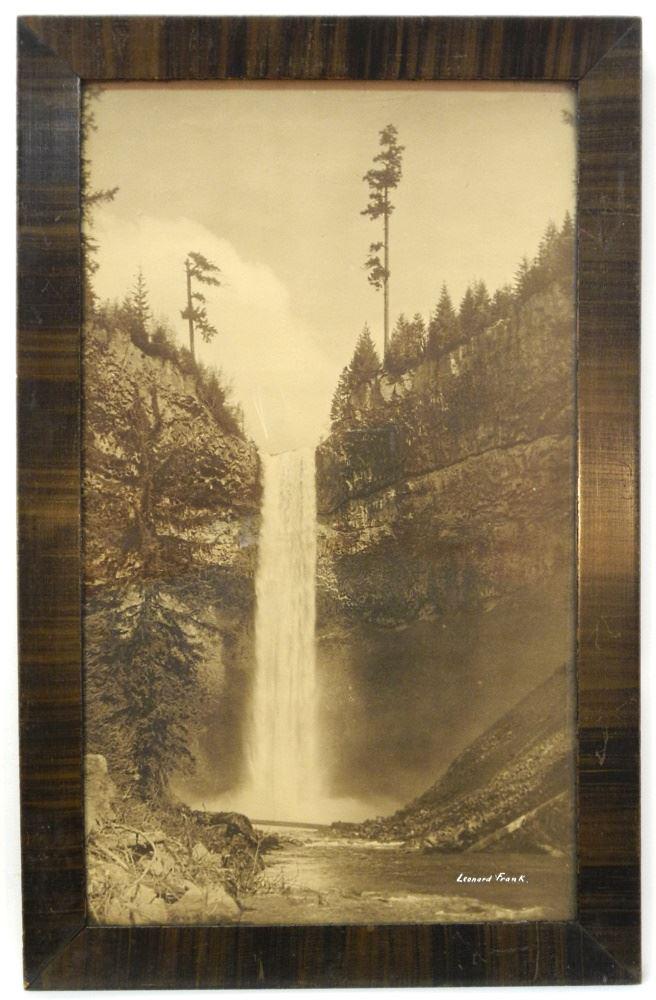 Vintage Photograph Signed Leonard Frank, 19 1/2" x 11 1/4", "BC Waterfall". (1 of 2)