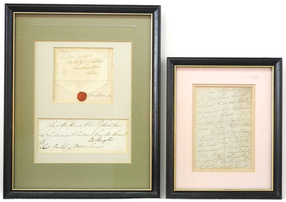 Duke of Wellington Signed Document & Autographed Letter & Envelope in Frame, 9 3/4" x 7 1/2". (1 of 1)