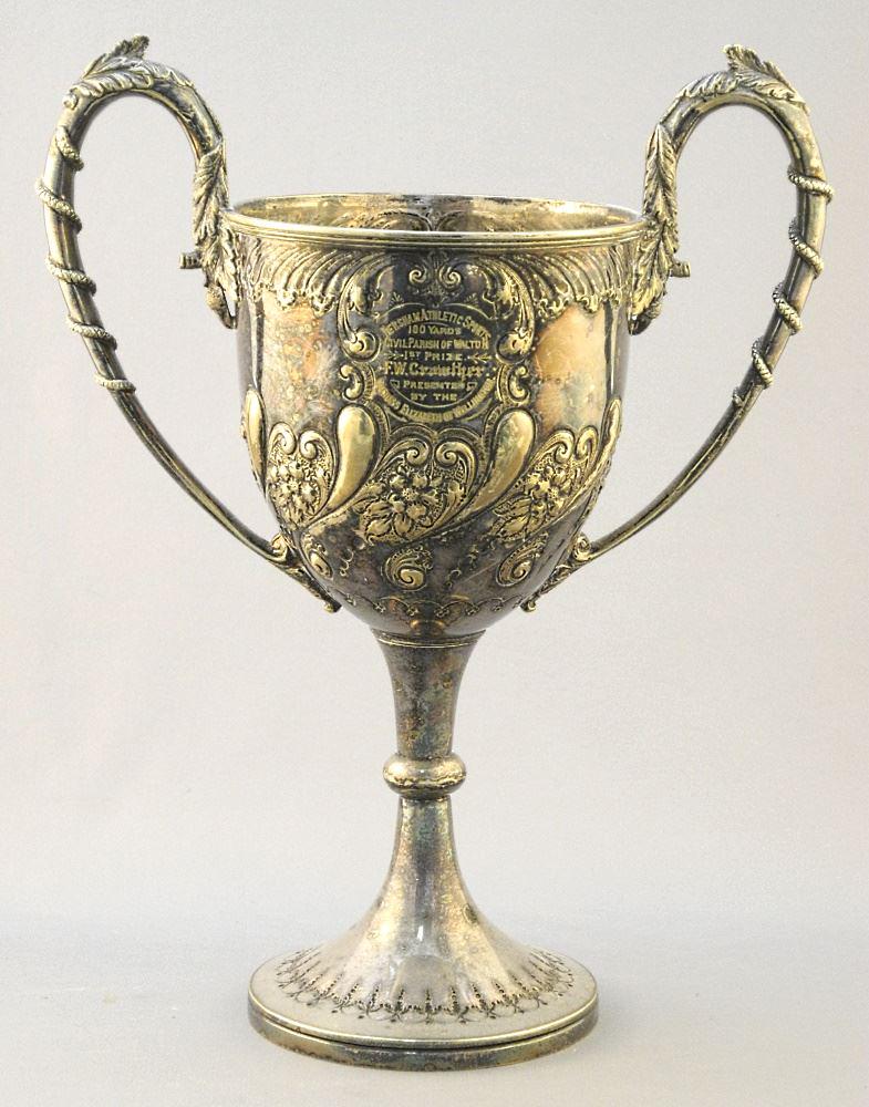 Silver Plated Trophy Presented By Duchess Elizabeth, 11" High. (1 of 2)