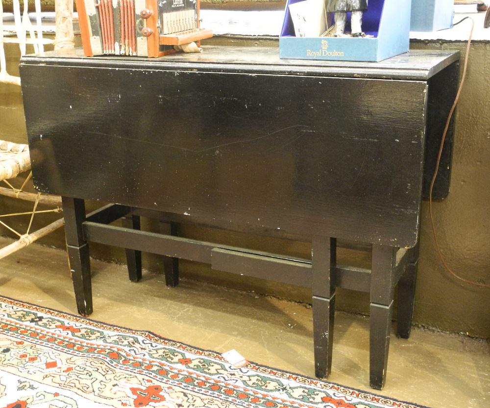 Black Painted Canadian Drop Leaf Table, 40" Length. (1 of 1)