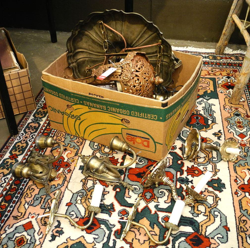 Collection of Vintage Light Fixtures, 1 with Shades. (1 of 3)