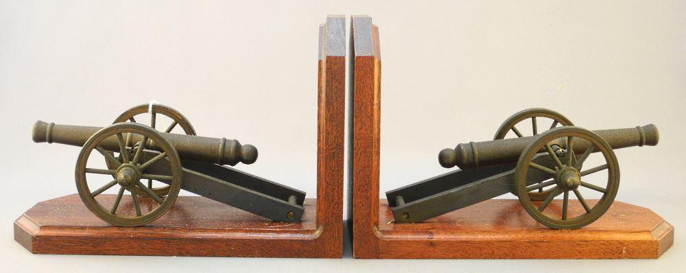 Pair of Model Cannon Bookends, 6 1/4" x 9" x 4".: Pair of Model Cannon Bookends, 6 1/4" x 9" x 4".