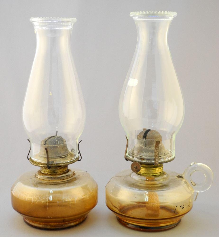 Pair of Oil Lamps.: Pair of Oil Lamps.